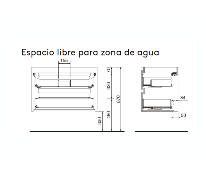 Conjunto mueble de baño Salgar Attila Croquis 10