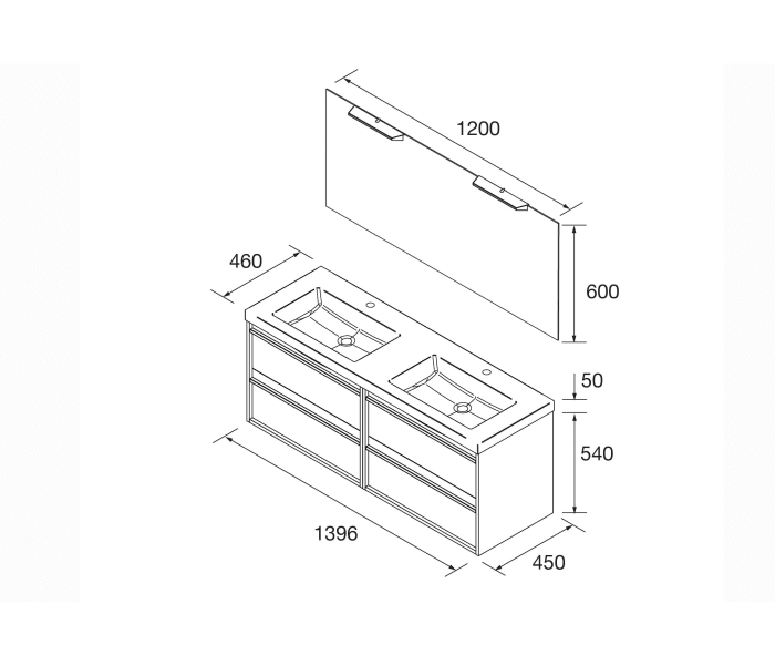 Conjunto mueble de baño Salgar Attila Croquis 11