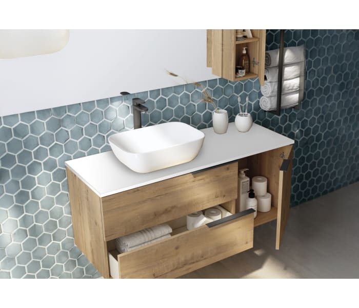 Mueble de baño con encimera de Solid Surface Bruntec Coban Detalle 2