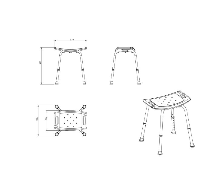 Taburete de baño PMR Medimex Croquis 1
