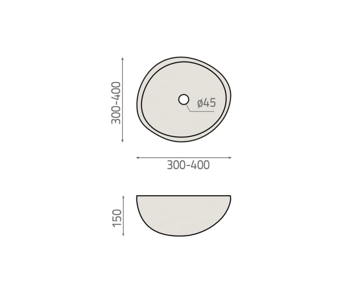 Lavabo sobre encimera Bathco Laguna Croquis 1