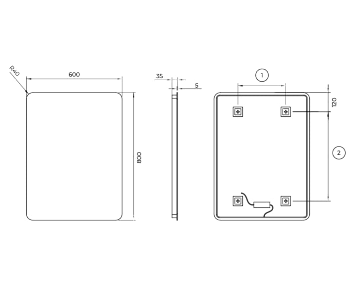Espejo de baño con luz LED Ledimex Dinamarca Croquis 11