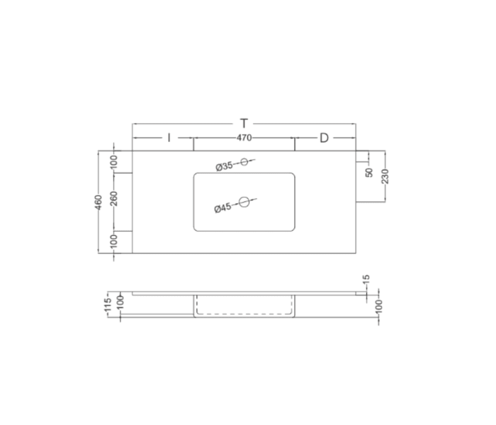 Lavabo encastrado Coycama Mara Masai Croquis 18