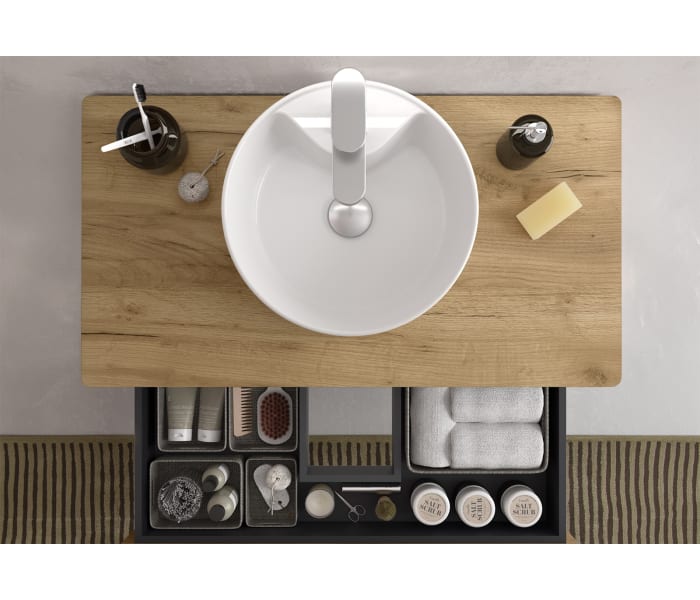 Conjunto mueble de baño Salgar Kira con lavabo sobre encimera Detalle 8