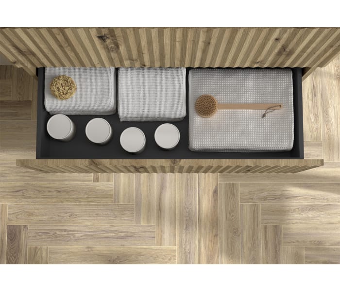 Conjunto mueble de baño Salgar Kira con lavabo sobre encimera Detalle 11