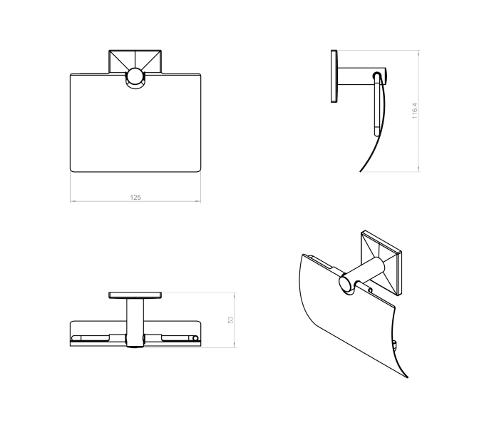 Portarrollos de baño Cosmic Square Duo Croquis 4