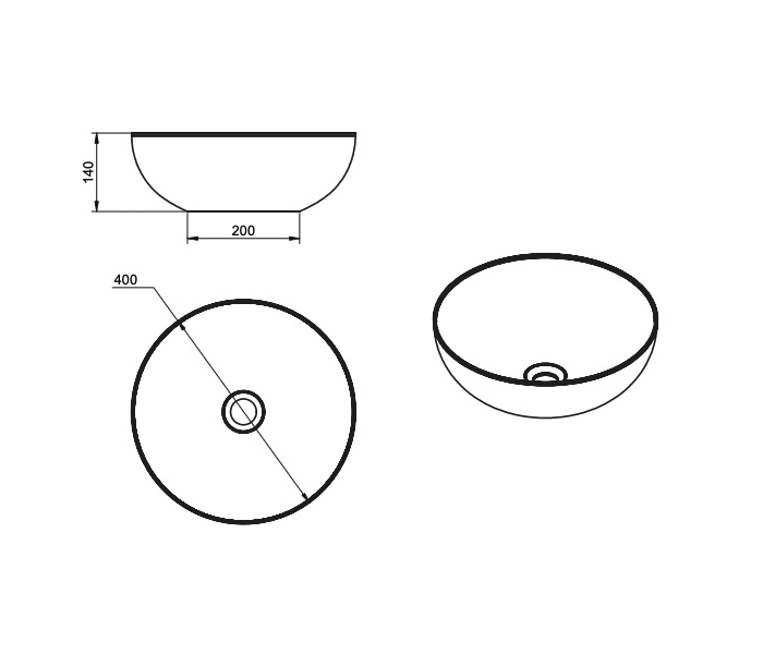 Lavabo sobre encimera Viso Assen Croquis 2
