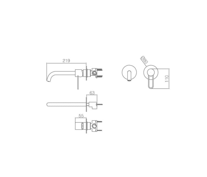 Grifo de lavabo empotrado Imex Etna Croquis 15