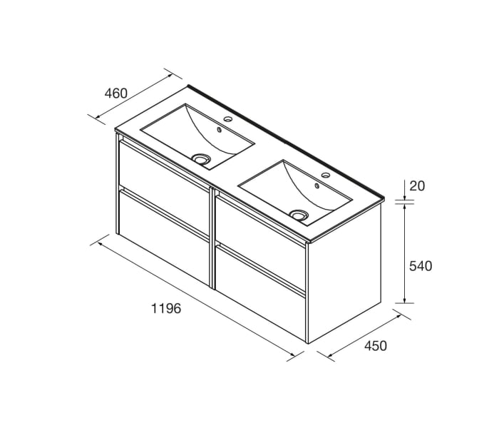 Conjunto mueble de baño Salgar Noja Croquis 12