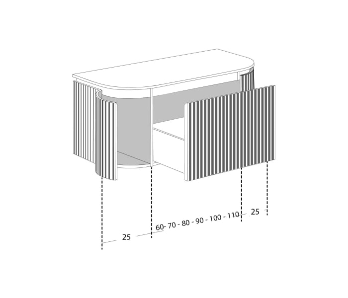 Mueble de baño madera maciza de fresno con encimera Solid Surface Bruntec Neo Curve Croquis 3