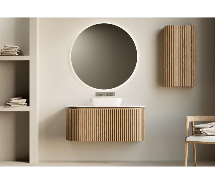 Mueble de baño madera maciza de fresno con encimera Solid Surface Bruntec Neo Curve Principal 0