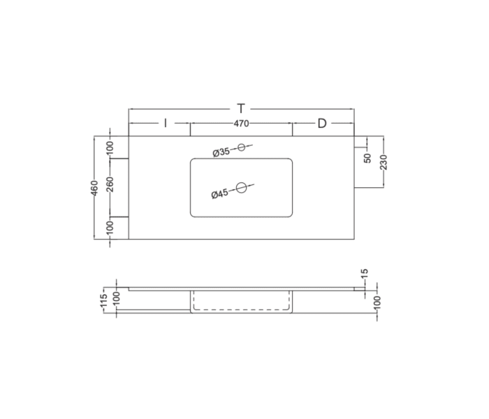 Lavabo encastrado Coycama Ambar Croquis 6