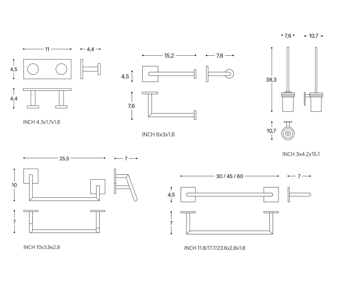 Conjunto de accesorios de baño Cosmic Stick Croquis 6