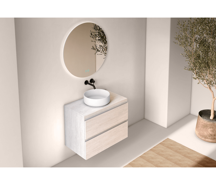 Mueble de baño fondo reducido 39 cm con encimera de madera Bruntec Roma Principal 3