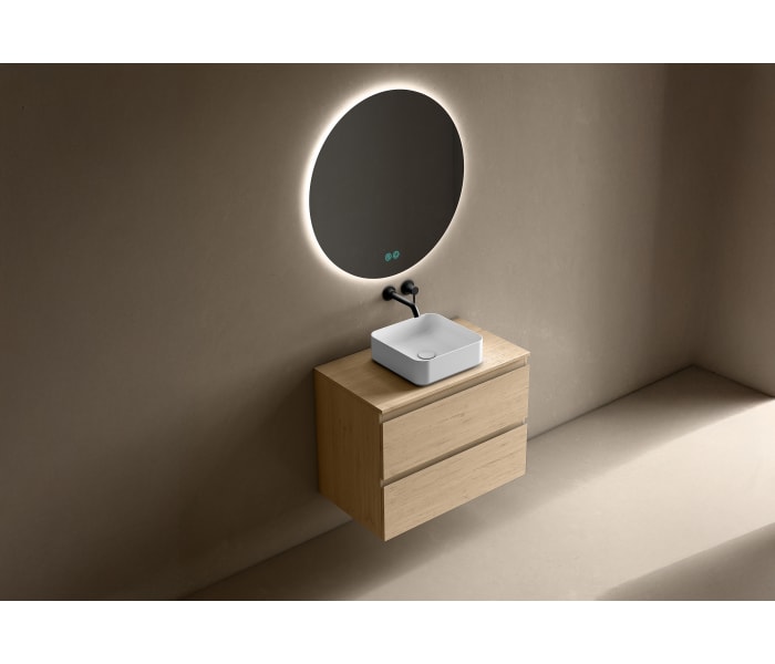 Mueble de baño fondo reducido 39 cm con encimera de madera Bruntec Roma Principal 2