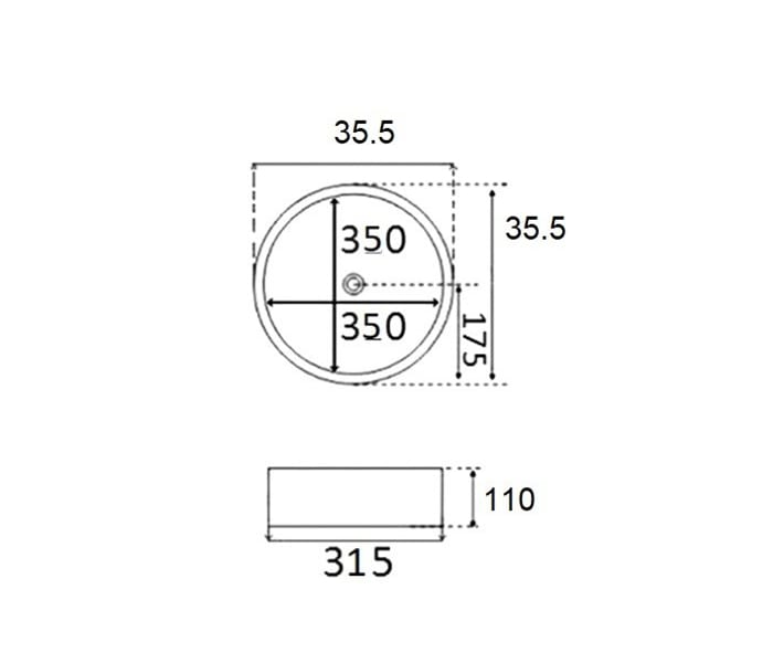 Lavabo sobre encimera Bruntec Titan Croquis 5