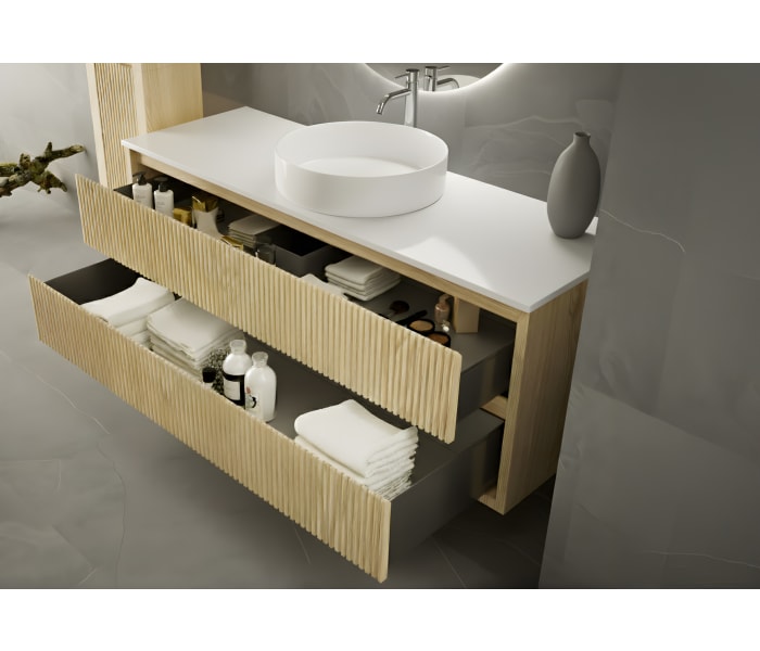 Mueble de baño madera maciza con encimera solid surface Bruntec Alpes 19 Detalle 2