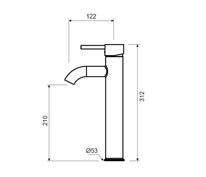 Grifo de lavabo Lluvibath Cronos Croquis 1