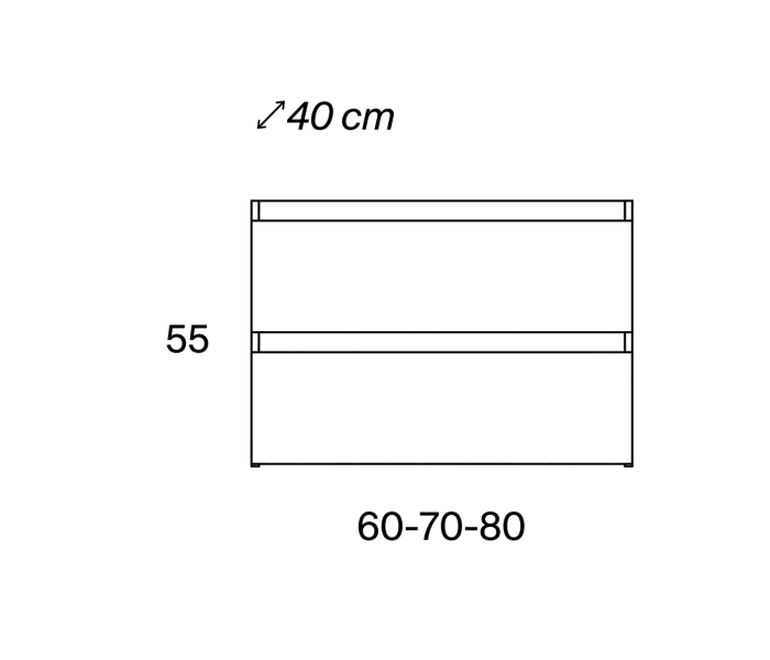 Mueble de baño fondo reducido 39.5 cm Viso Box Croquis 10