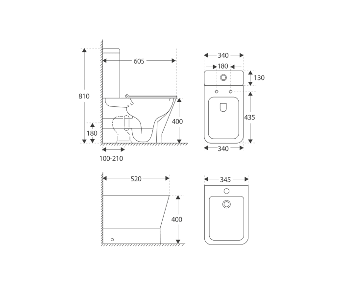 Pack Inodoro + bidé Bruntec New París Croquis 7
