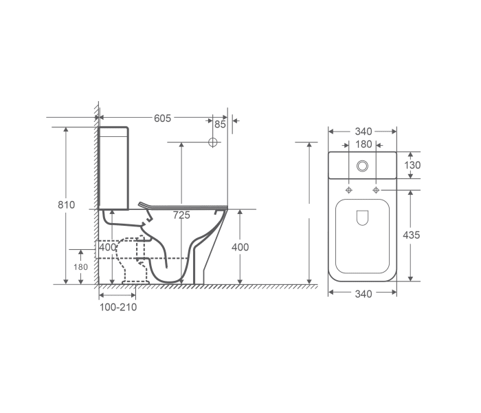 Pack inodoro a suelo + cisterna + bidé Bruntec NEW París Croquis 8