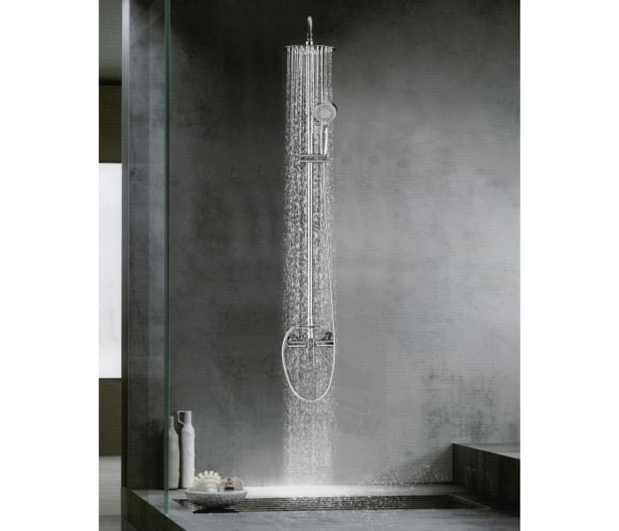 Barra de ducha extensible con soporte para mango de ducha y acabado cromado  - IMEX (115-165 cm)