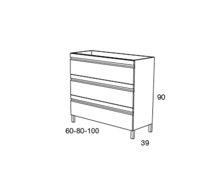 Mueble de baño fondo reducido 39 cm Avila dos Natalia Croquis 6