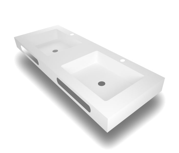 Lavabo baño doble seno ancho 121 cm Solid Surface Fondo 46 cm