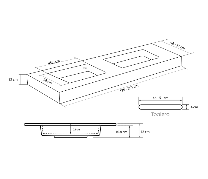 Lavabo suspendido Bruntec Ideal Croquis 2