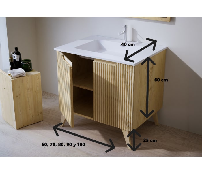 Conjunto de mueble de baño de madera maciza Bruntec Alpes 14 Croquis 5