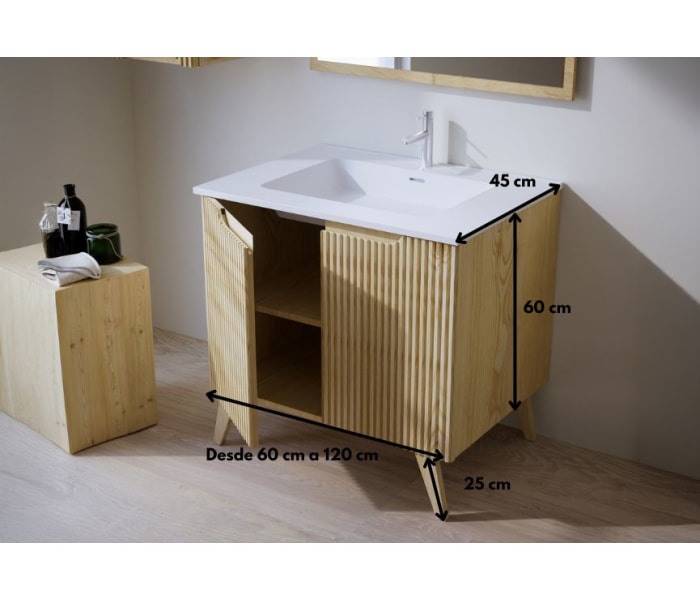 Conjunto de mueble de baño de madera maciza Bruntec Alpes 14 Croquis 5