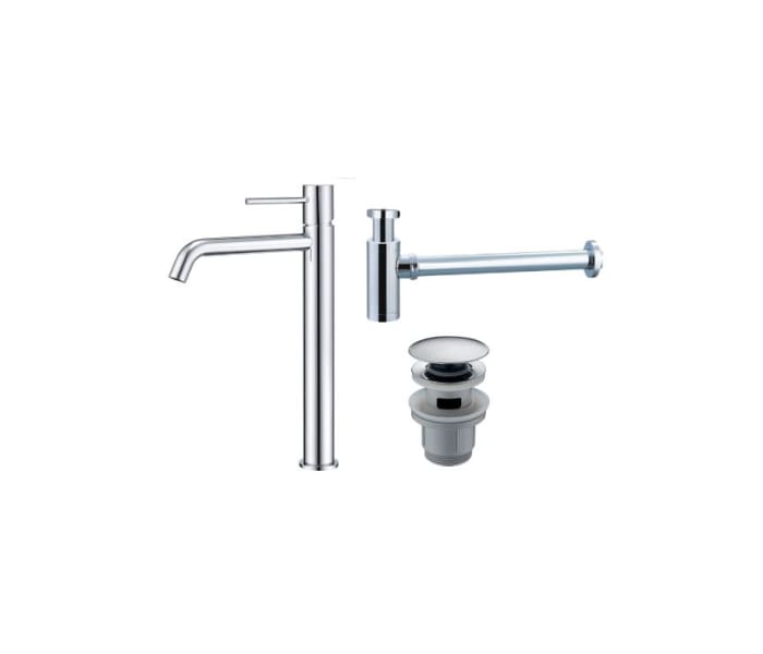 Pack Grifo de lavabo caño alto Imex Monza + Válvula click-clack + Sifón visto redondo Principal 0