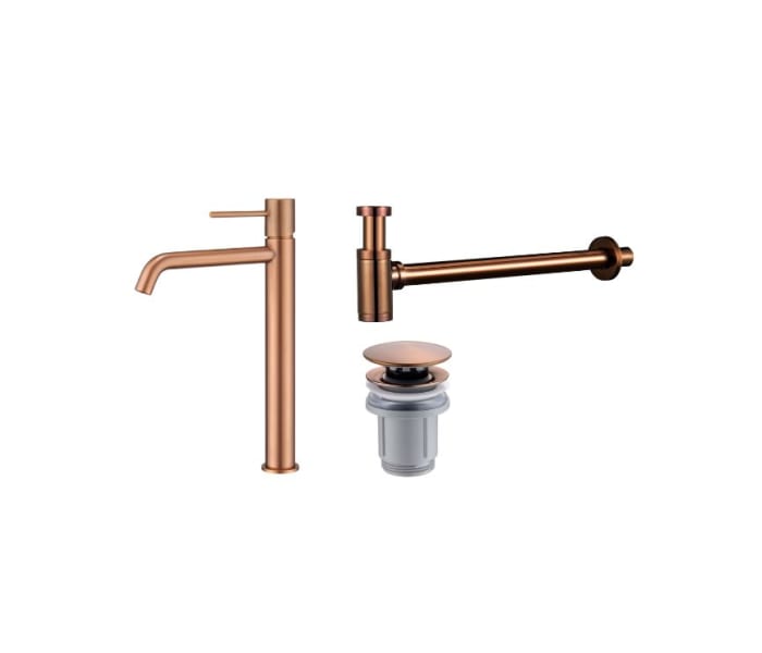 Pack Grifo de lavabo caño alto Imex Monza + Válvula click-clack + Sifón visto redondo Principal 4