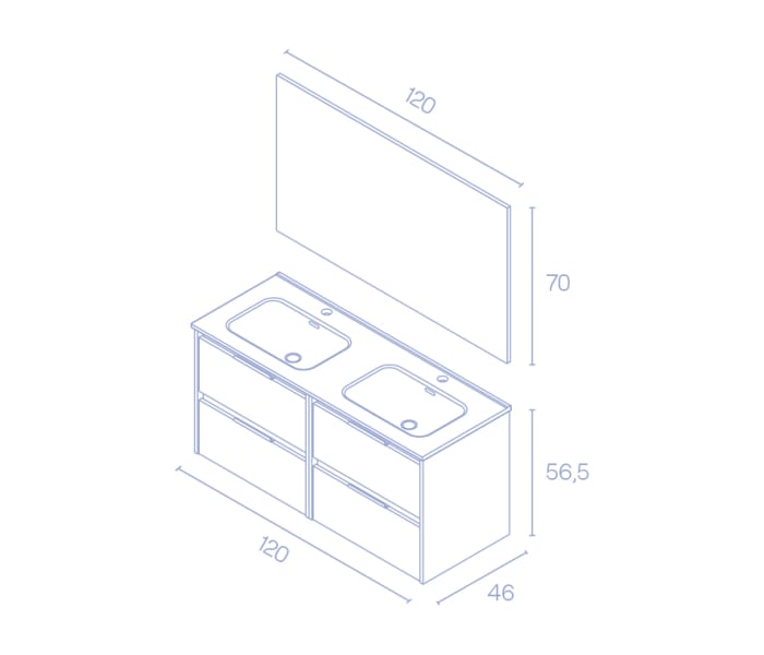 Conjunto mueble de baño Amizuva Suki Croquis 9