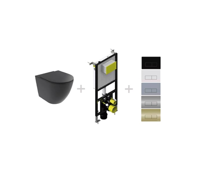 Pack inodoro + cisterna empotrada + pulsador Fossil Natura Elba negro mate Principal 0