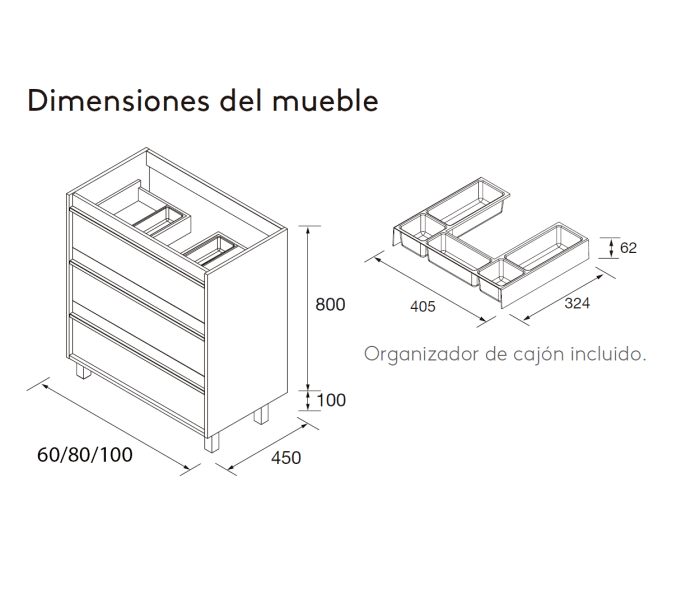 Conjunto mueble de baño Salgar Attila Croquis 11