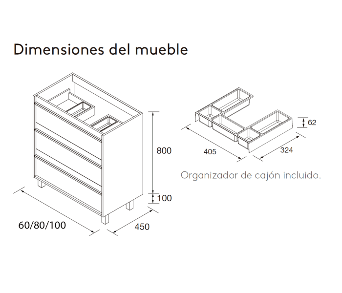 Conjunto mueble de baño Salgar Attila Croquis 11