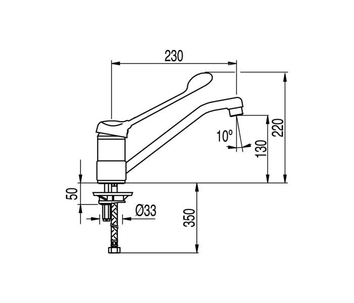 Grifo de lavabo PMR Tres Medical Croquis 1