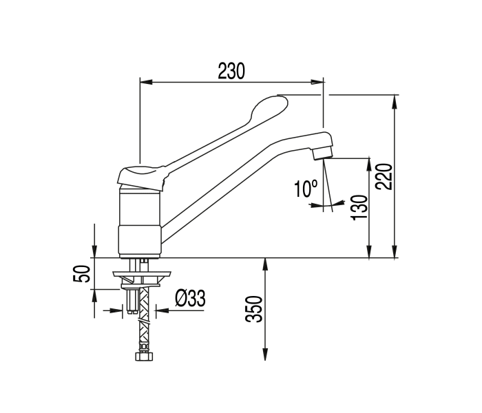 Grifo de lavabo PMR Tres Medical Croquis 1