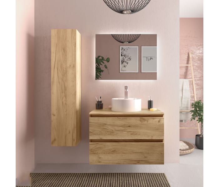 Conjunto mueble de baño con lavabo sobre encimera Salgar Bequia nórdico Principal 0