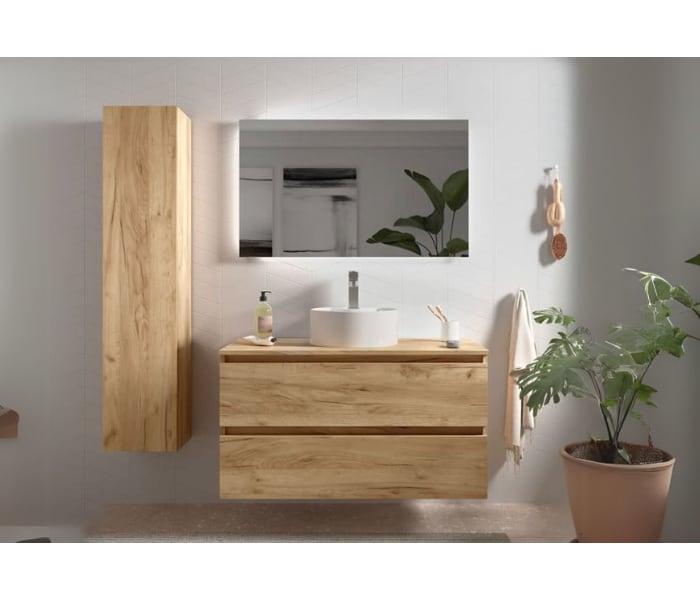 Mueble de baño para lavabo sobre encimera Salgar Bequia nórdico Ambiente 12