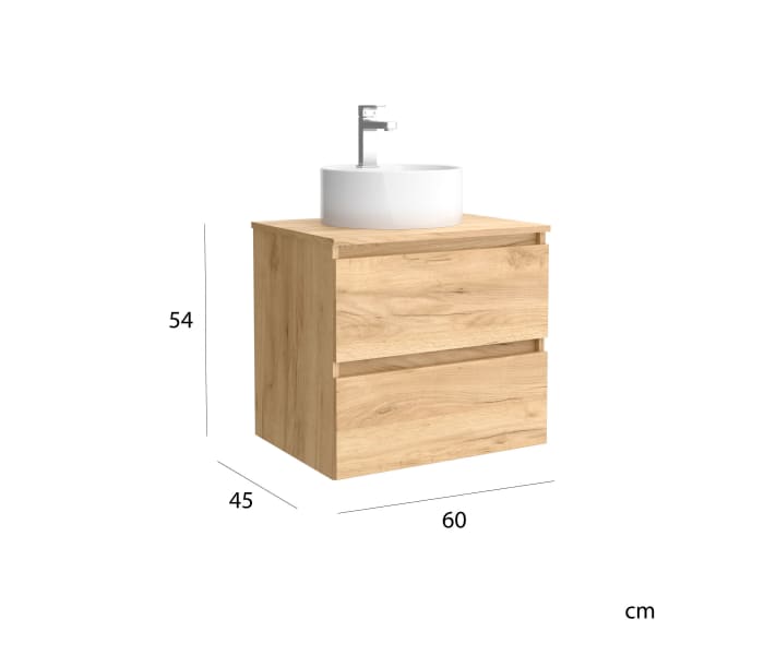 Conjunto mueble de baño con lavabo sobre encimera Salgar Bequia nórdico Detalle 4