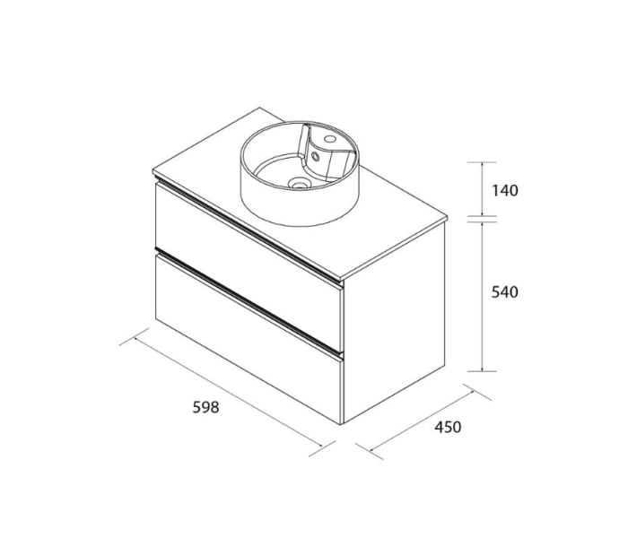 Mueble de baño para lavabo sobre encimera Salgar Bequia nórdico Croquis 14