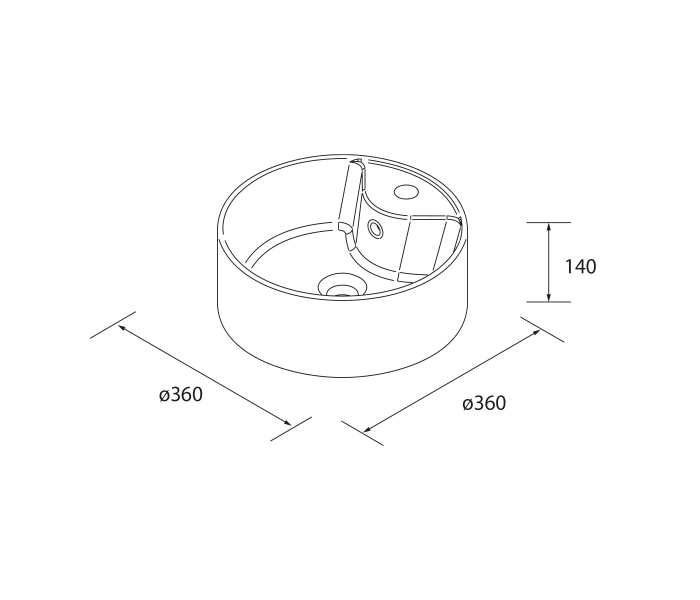 Conjunto mueble de baño con lavabo sobre encimera Salgar Bequia nórdico Croquis 14