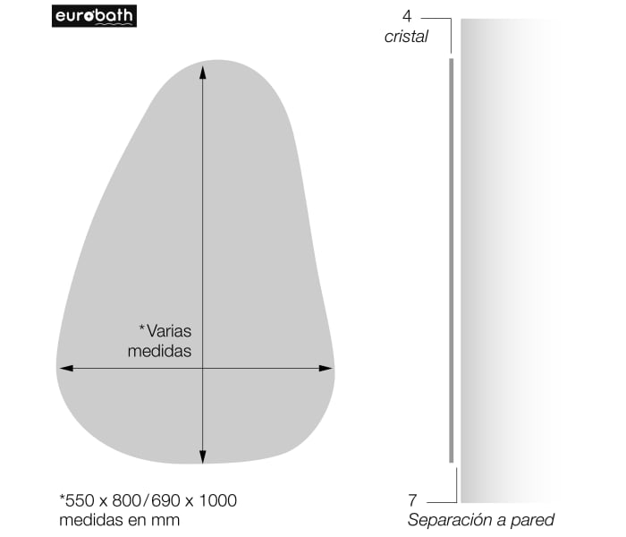 Espejo irregular de Eurobath, Dolmen Croquis 7