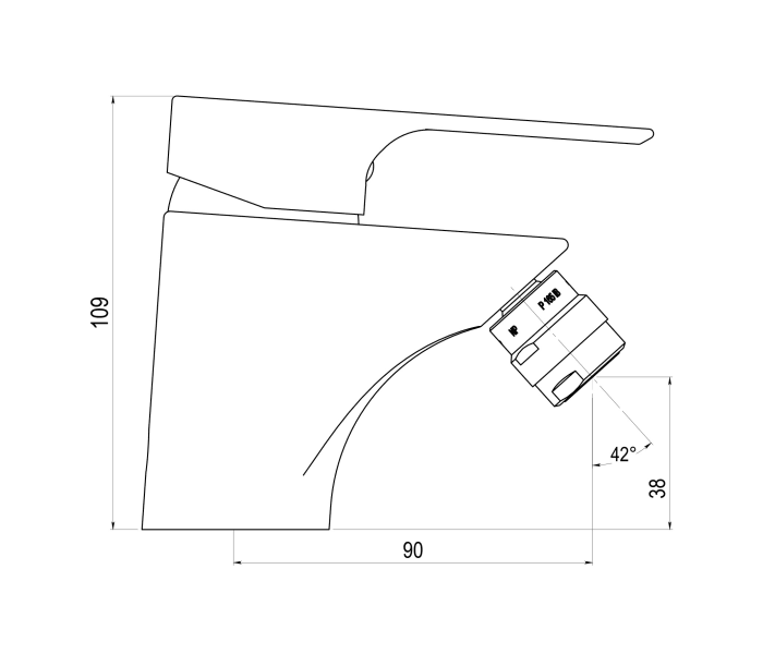 Grifo de bidé Galindo Ingo Plus Croquis 1