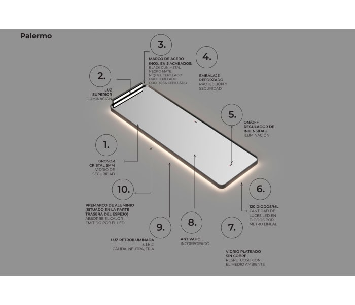 Espejo de baño con luz LED Ledimex Palermo opción 5