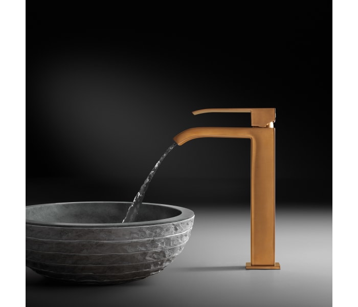 Grifo de lavabo cascada monomando de caño medio con diseño moderno y  acabado cromado Max Tres