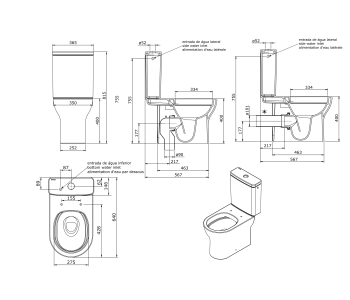 Inodoro completo Unisan Sanindusa Winner Croquis 2