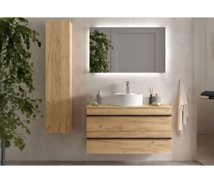 Conjunto mueble de baño con lavabo sobre encimera Salgar Born Ambiente 7